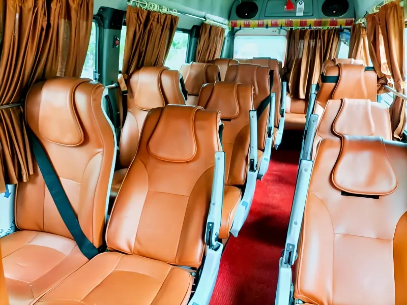 SelectBus 17-seater non-AC Tempo Traveller interior seating view for tours